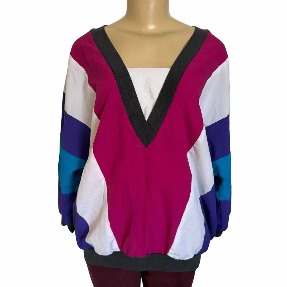 Vintage Teddi Sport 80s Colorblock Pullover Windbreaker large